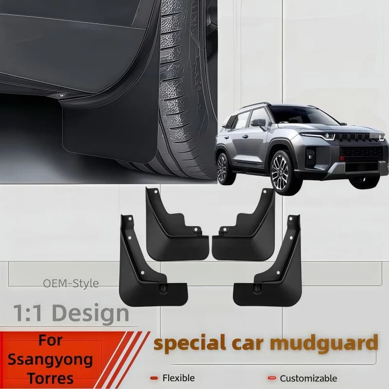 Car Mudflaps Fender Mudguards For Ssangyong Torres 2022 2023 2024 2025 Black TPE Splash Guards Auto Accessories