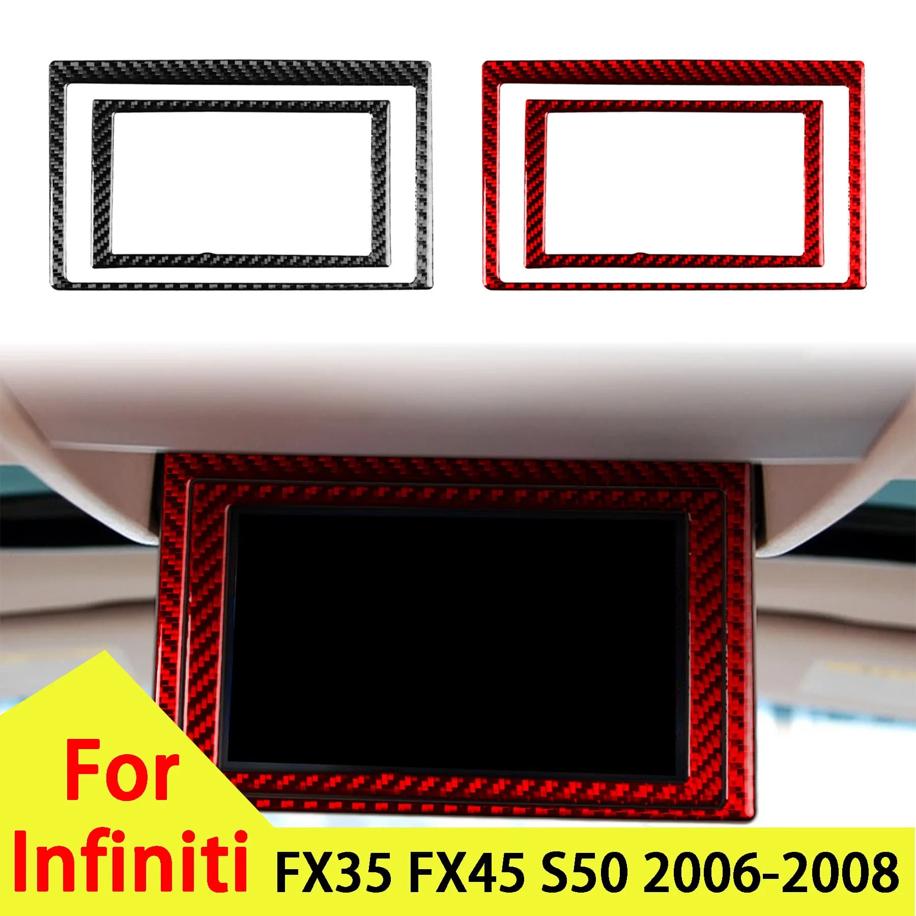 Soft Carbon Fiber Car Roof Multimedia Frame Panel Decorative For Infiniti FX35 FX45 S50 2006-2008 Interior Accessory Stickers