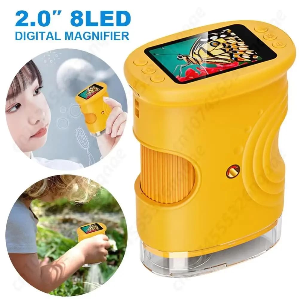 2 Inch IPS Screen Handheld Digital Microscope Portable Handheld Pocket Microscope Rechargeable HD Handheld Magnifying Glass