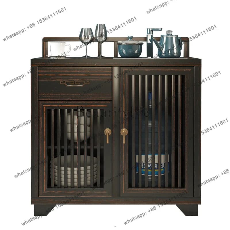 New Chinese style all-solid wood dining side cabinet solid wood storage tea cupboard