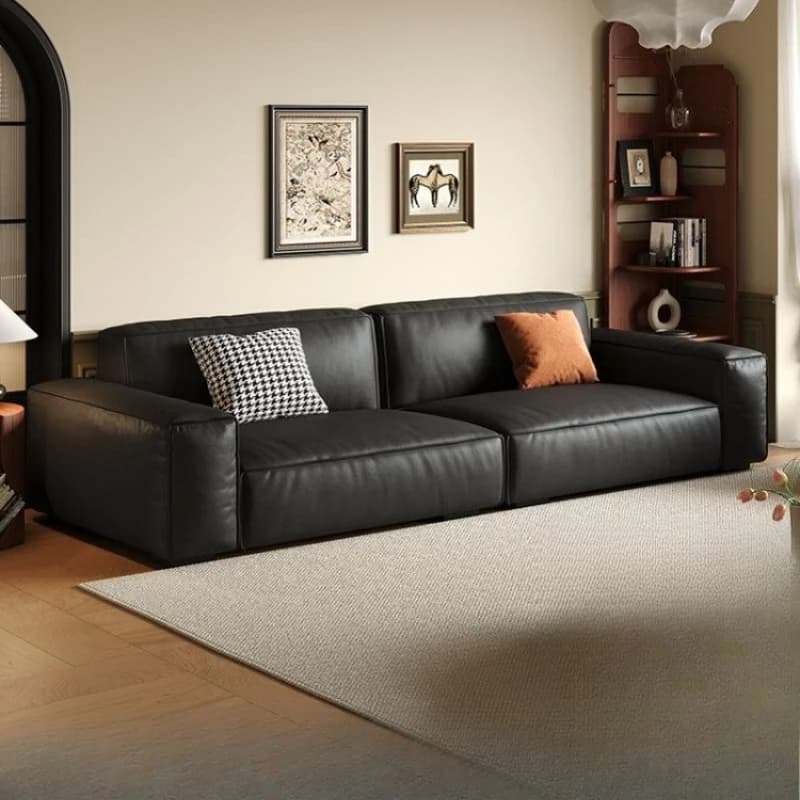 Aesthetic Black Living Room Sofas Real Designer Modern Lazy Lounge Sofa Leather Luxury Soft Woonkamerbanken Furniture For Home