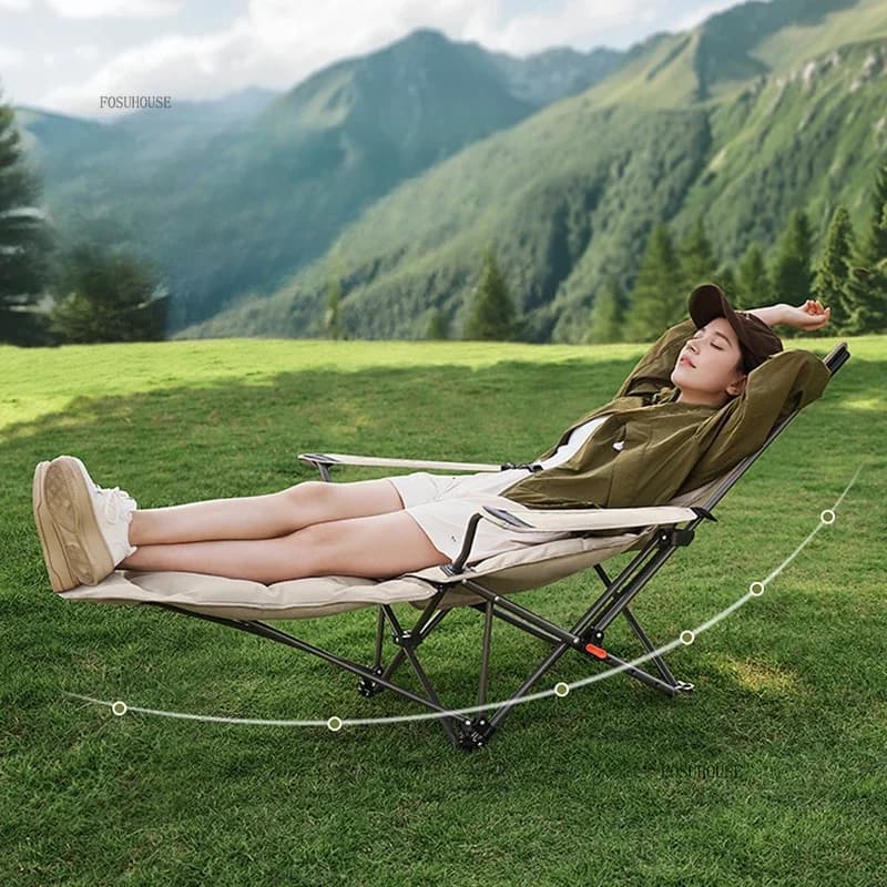 Modern Creative Chaise Lounges for Camping Portable Folding Cloth Sun Lounger Multifunctional Chairs with Pillow for Office
