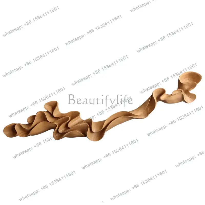 Large streamer wood carving wall decoration installation artwork wall decoration hotel lobby wall pendant