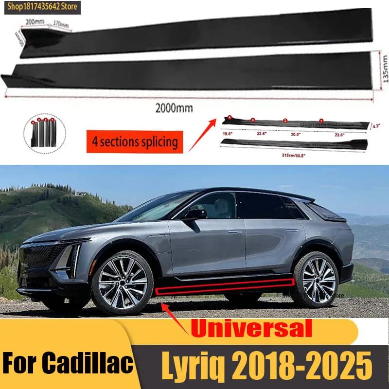 Universal Car Side Skirt 8 Pcs 2.2m Winglet Splitters Lip Side Spoiler For Cadillac CT4 CT5 Escalade Lyriq Optiq XT4
