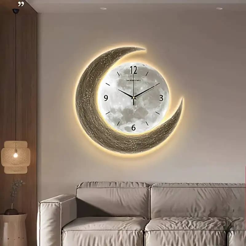 Round Night Light Wall Clock Fashion Elegant Nordic Design Digital Clock Living Room Modern Relojes De Pared Home Decor Items