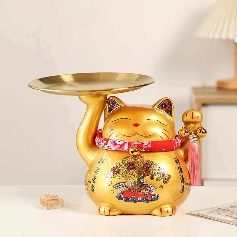HYS Lucky Cat Key Storage Hallway Ornament Shelf Entry Door Shoe Cabinet Home Decorations House Moving New Home Gifts