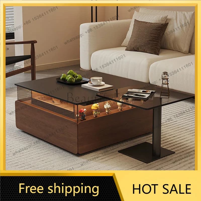XX.Large Capacity Contemporary Coffee Table Trendy Functional Center Table Classic American Tavolino Salotto Living Room Furnitu