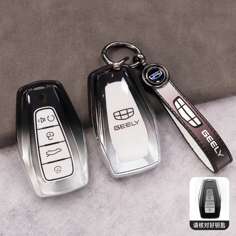 Car Accessories TPU Key Case Cover Holder Chain For Geely Okavango Coolray Atlas Monjaro Tugella Emgrand GT S Proton X50 X70