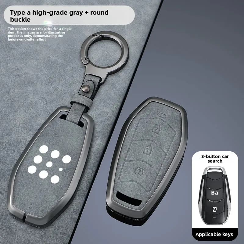 Car Zinc Alloy Leather Car Key Case Cover Holder For Dongfeng fengguang Seres Evolute i-Space i-Pro Landian E5 Accessories