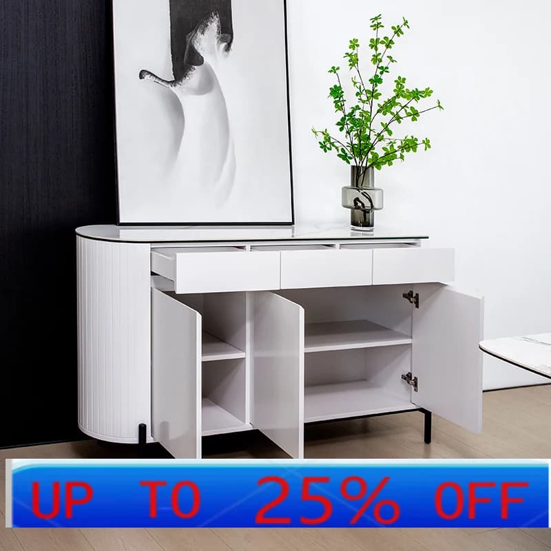 CX light luxury rock slab dining side cabinet integrated against the wall modern simple living room wall storage cabinet