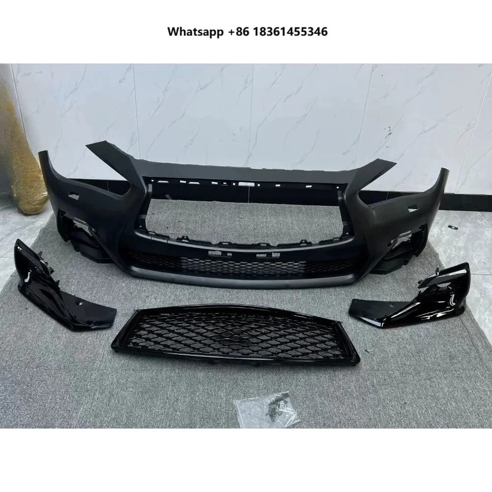 For 2014 -2023  Q50 Upgr 2023 Sports Style Car Bumper assembly for Q50 Front Bumper Grille PP Mater Car Face Kit  Body Kits