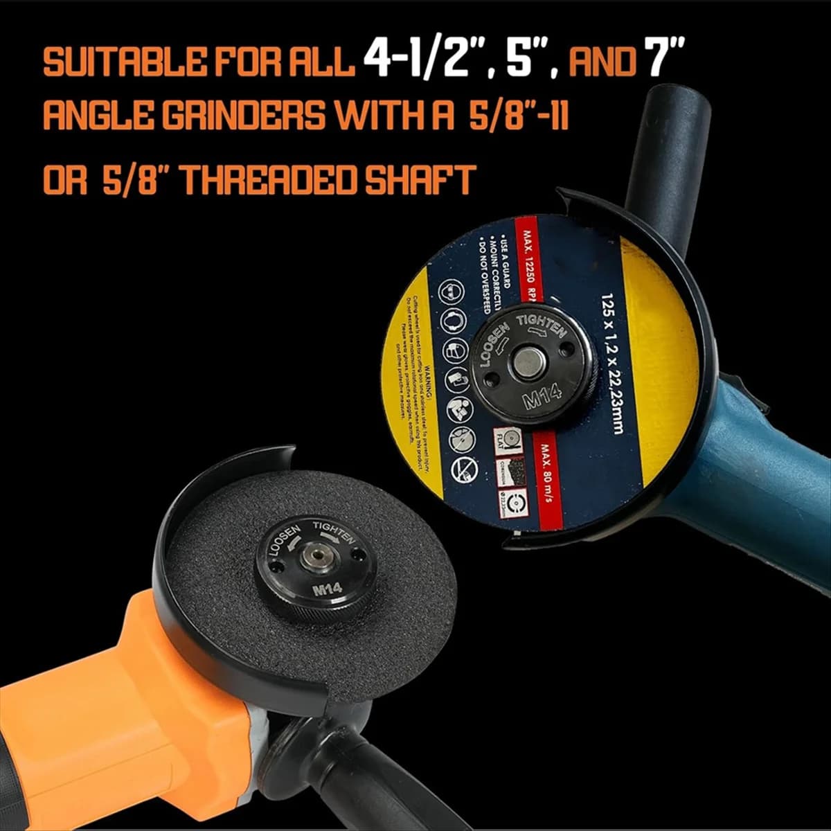 SSR 2PCS Nuts for Anlgle Grinder 4.5Inch and 5Inch No Wrench Required, 5/8-11 and 5/8Inch Self Locking Flange Nuts