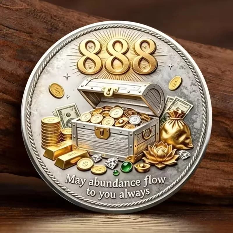 Lucky Commemorative Coin Abundance Treasure Token Two-Tone Plated Material 2D Relief Craft Round Size Infinite Home Ornament