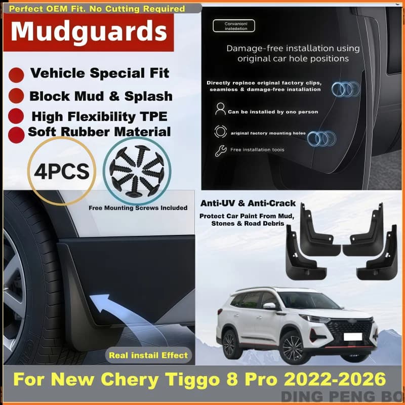 For Chery Tiggo 8 Pro20222023 2024 2025 2026 Car Mudflaps Front Rear Mud Flaps Mudguards Splash Guards Fender Flares Accessories