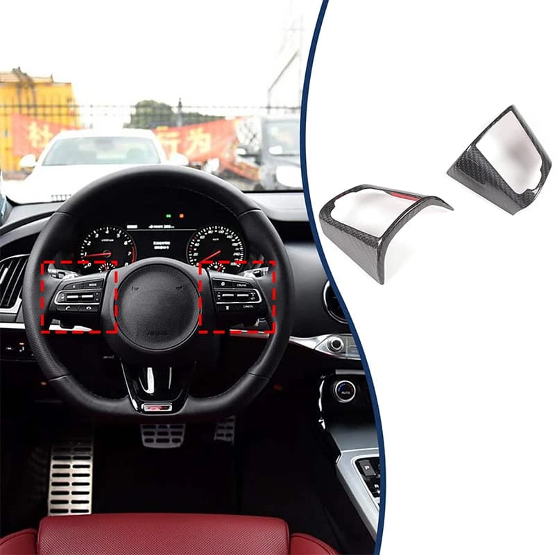 For Kia Stinger 2018-2021 car steering wheel button frame decorative sticker car modification accessories Real carbon fiber