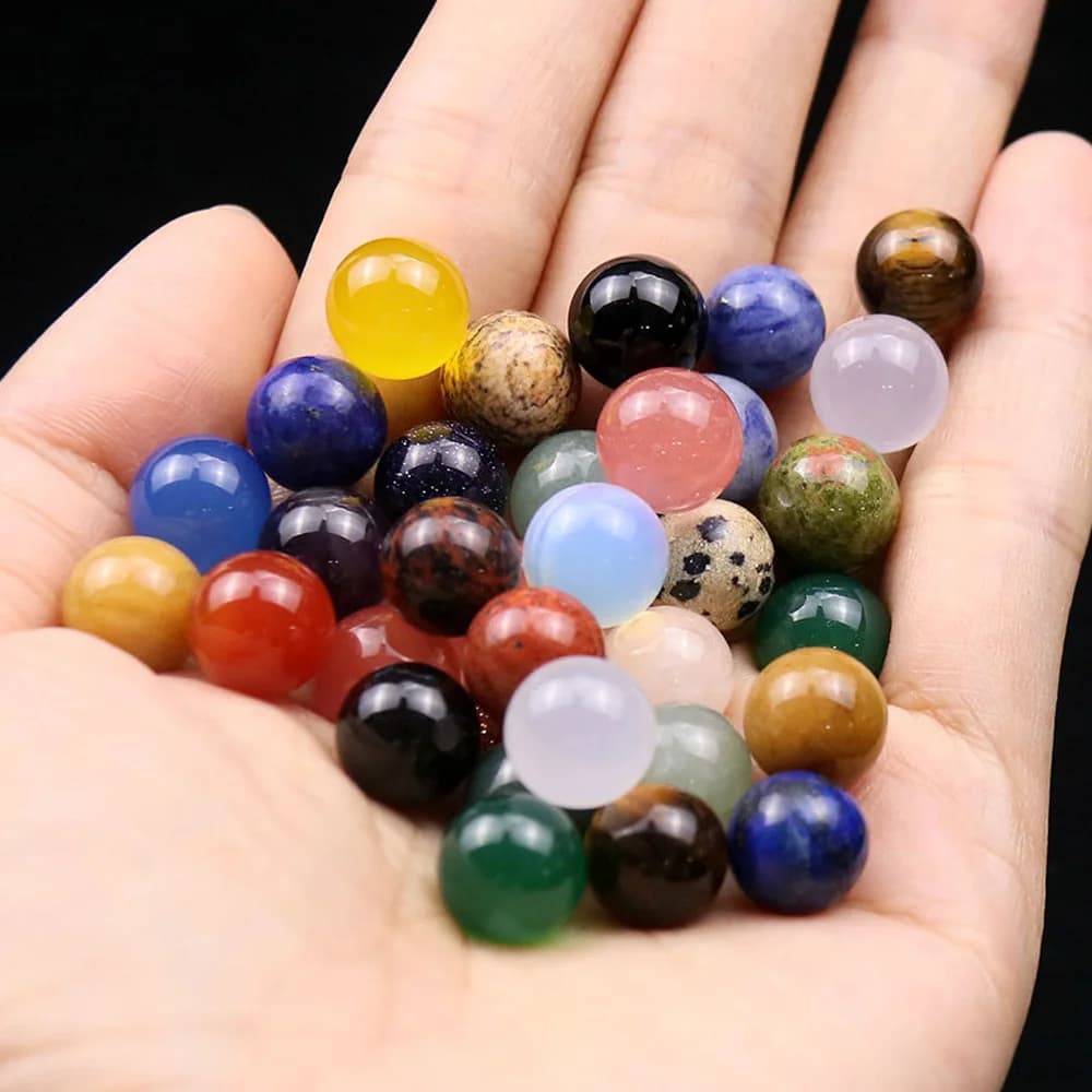 10Pcs 10mm Natural Gemstone Sphere Mini Polished Healing Crystal Ball Reiki Quartz Collections Home Decoration