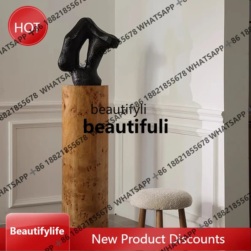 Living Room Decorations Sculpture Round Base Device Floor Display Stand Ornaments