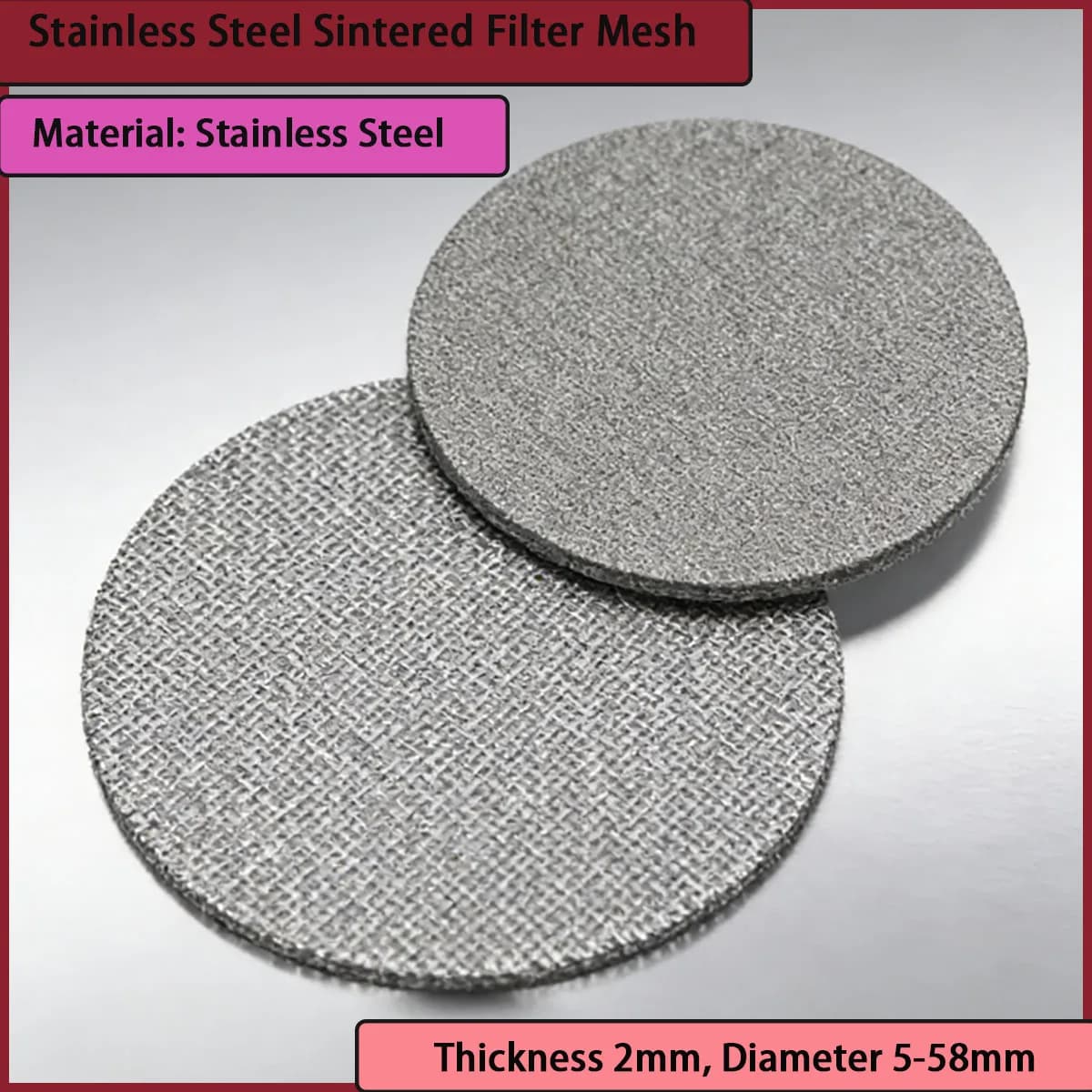 Stainless Steel Sintered Filter Mesh with a Diameter of 5-58mm Is Used in Petrochemical Applications, Water Treatment, Etc