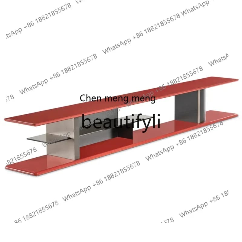 2003Italian Minimalist Creative Solid Wood TV Cabinet Creative Art Hanging Storage Cabinet