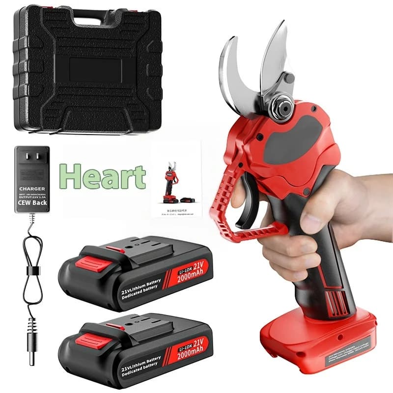Professional 21V Cordless Electric Pruning Shears 30mm Garden Tools with Lithium-Ion Battery Scissor Cutter & Secateurs