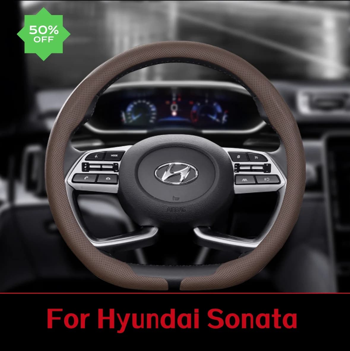Car Steering Wheel Cover For Hyundai Sonata 2013-2023 2024 8D Nappa Leather Ultra Thin Auto Steering Wheel Hyundai Sonata 2025