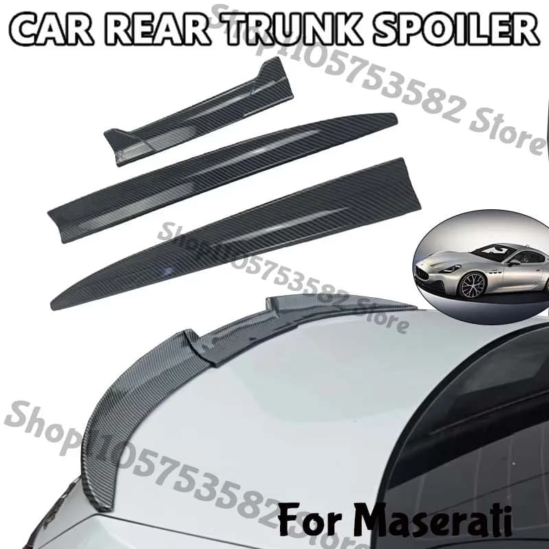 3Pcs DIY Cuttable Rear Trunk Spoiler Roof Wing Matte Black Universal Car Spoiler For Maserati Sedan Hatchback Modification