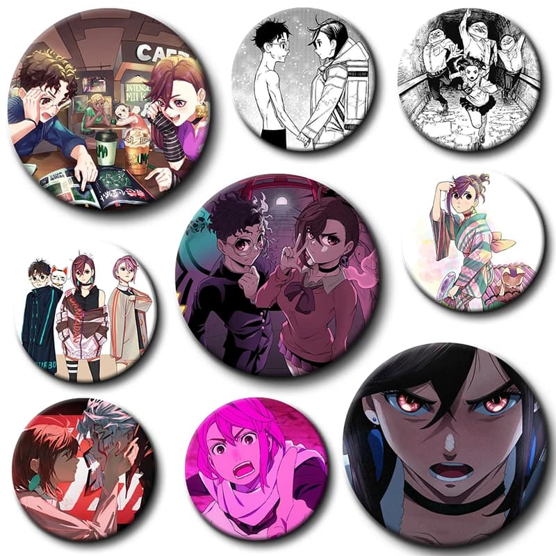 Anime Dandadan Icons Lapel Pins Cartoon Character Cosplay Badge Handmade Tinplate Round Brooch Hat Clothes Jewelry Accessories