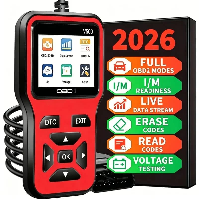 OB102 OBD2 scanner diagnostic tool, equipped with an LCD display, used for checking engine fault codes, compatible with vehicles