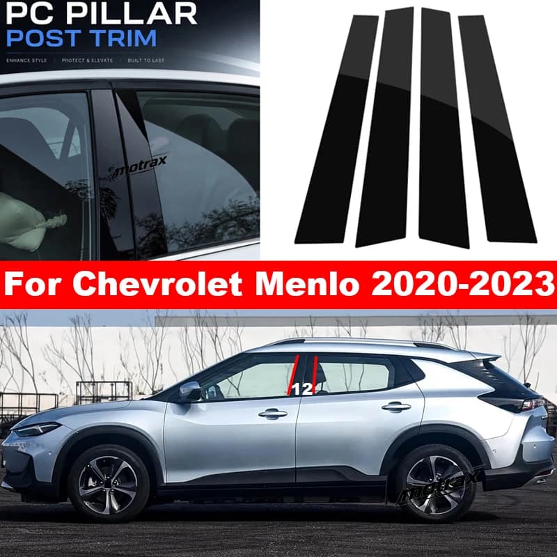 For Chevrolet Menlo 2020 2021 2022 2023 Car B C Pillar Stickers PC Window Trim Cover Middle 4 PCS Pillar Decorative Exterior
