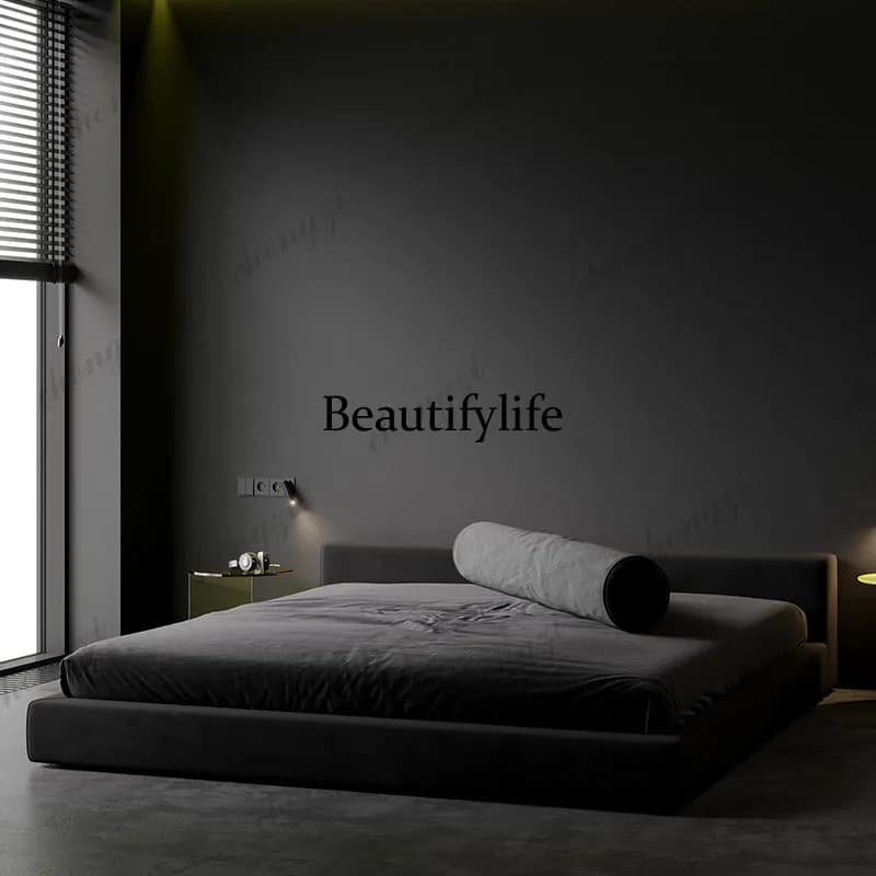 Heavy Black Double Bed Couples Style Australia Metal Floating Double Bed Modern Wooden Frame Cama Matrimonial Furniture Home