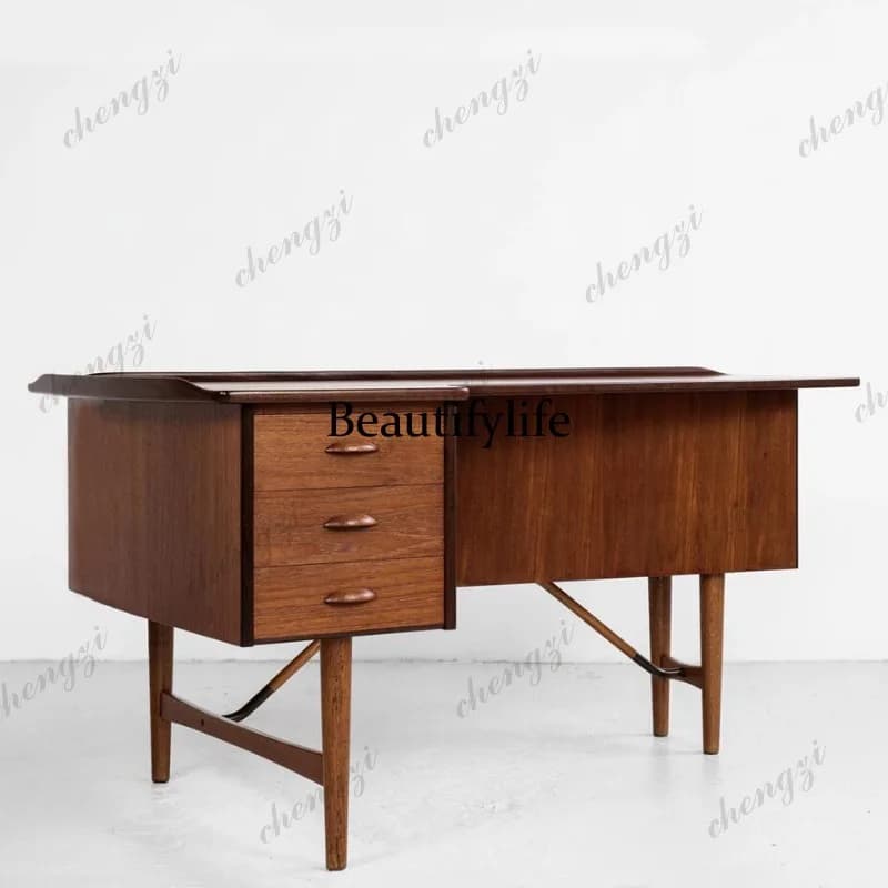 Medieval desk Nordic retro teak writing desk corner
