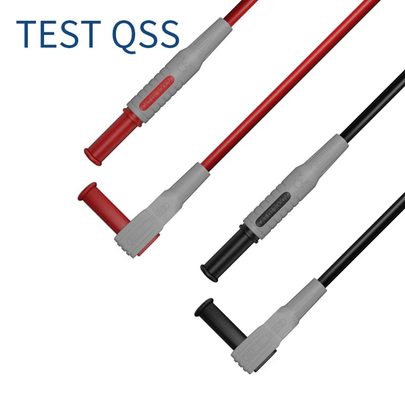 QSS 1 Pair 100CM Multimeter Test Lead with Safety Banana Plug 90 Degree to Straight Cable for Electronic Testing