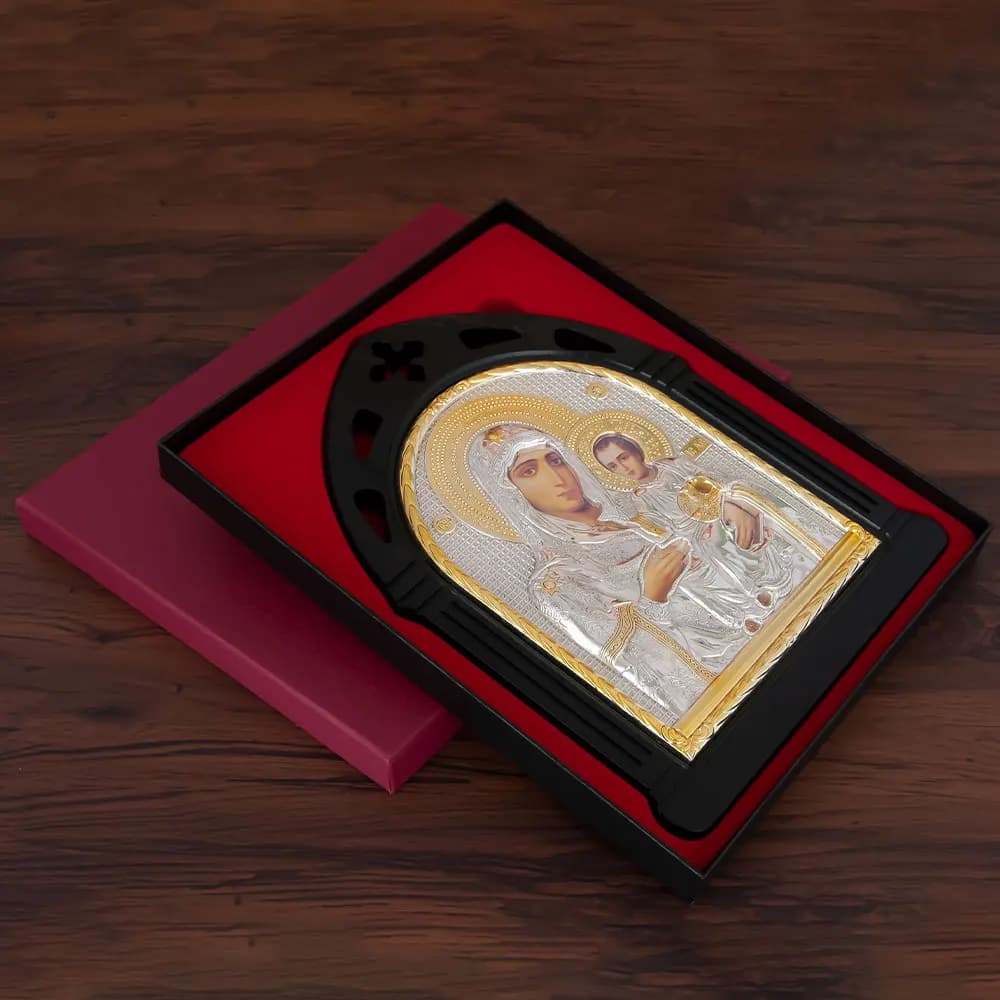 New 2026 Virgin Mary and Jesus Icon Greek Orthodox Icon Gold-Plated Religious Art for Home Altar Church Decor Christian Box Gift