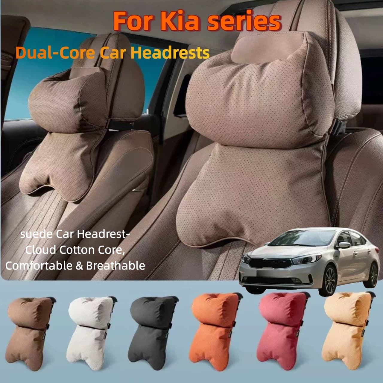 Dual-Layer Breathable Car Headrest For Kia  series Double Layer Neck Shoulder Support 4 Seasons Univers