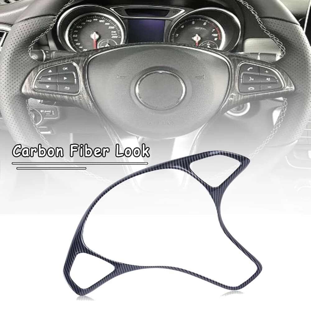 For Mercedes Benz C E GLC CLA GLA Class W205 W213 X253 X156 C117 Gloss Black/Carbon Fiber Look Steering Wheel Panel Cover Trim