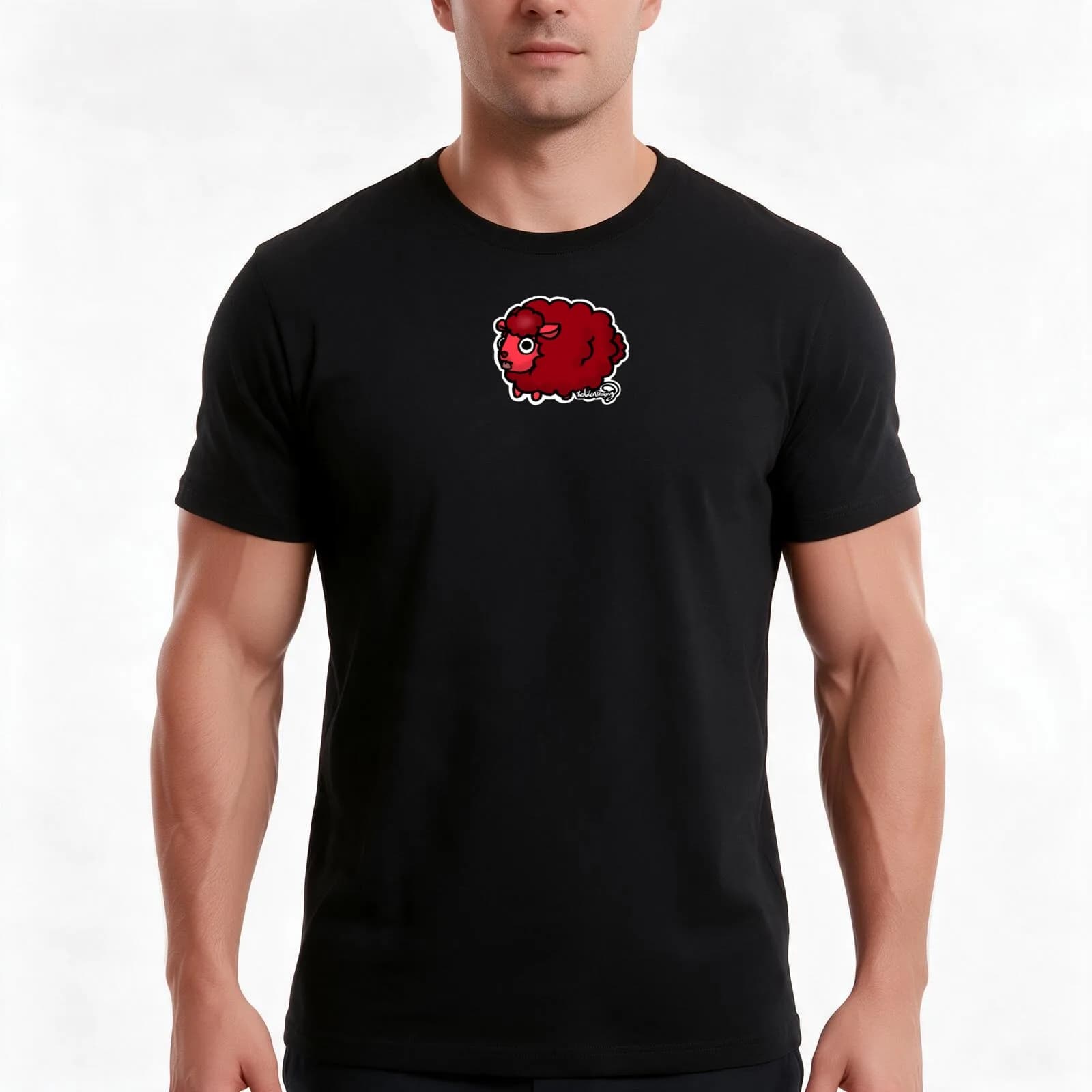 Cute Red Sheep! by RedZenDesignz T-Shirt, Summer Casual Cotton Tee, Oversized Streetwear Tops, Vintage Graphic Print