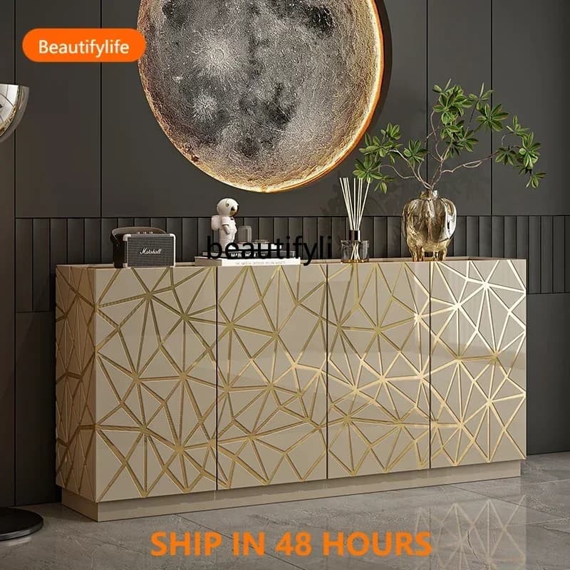 X FH  Entryway Cabinet Luxury Sideboard Solid Wood Multi-layer Board Entryway Shoe Cabinet Living Room Storage Cabinet