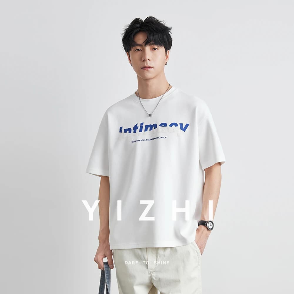 Summer Men's Round Neck Letter T-shirt 2025 New Fashion Printed T-shirt Loose Breathable Cotton Half Sleeve Top Men Casual Shirt