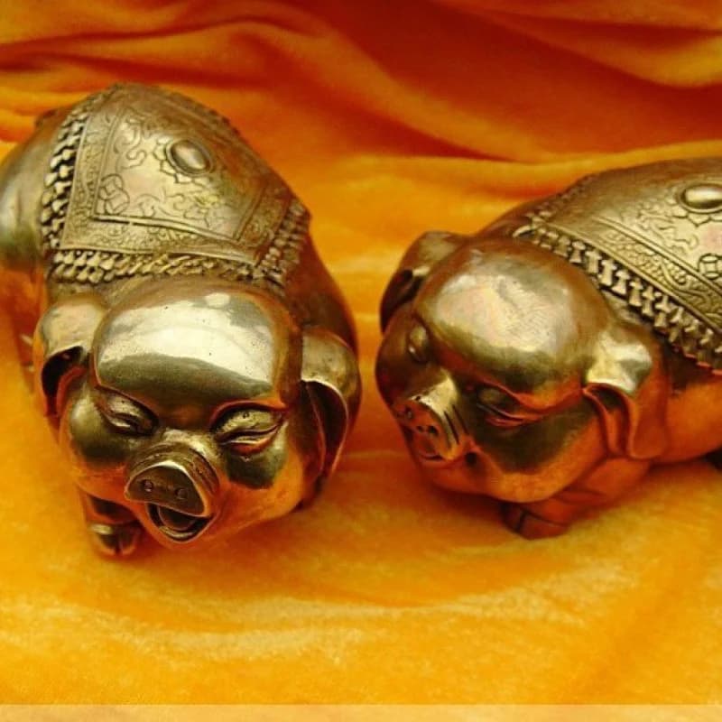 Solid copper pig ornament Golden Pig Brass Zodiac Pig