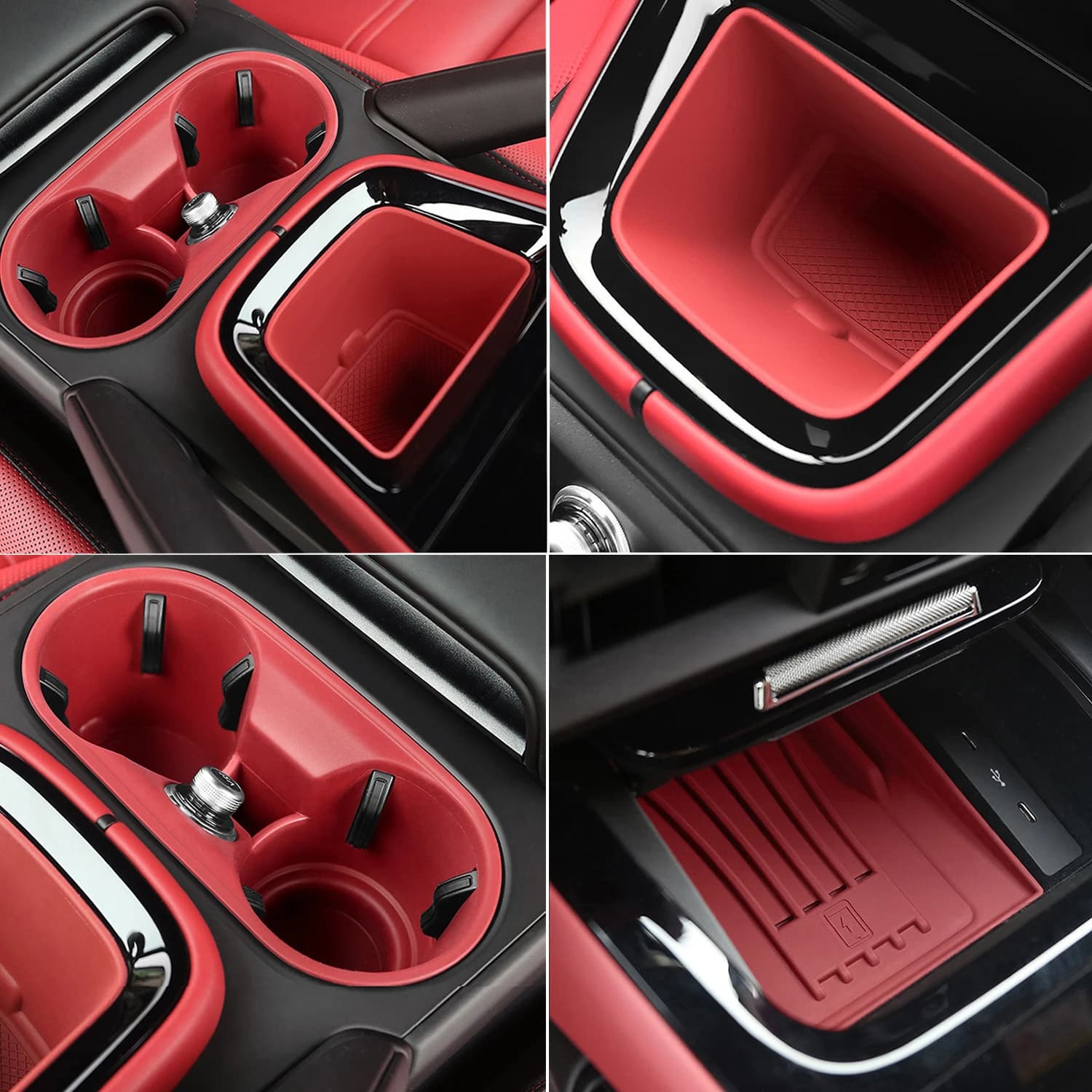 Car Cup Holder Coaster For Porsche Cayenne 2024 2025 Wireless Charging Pad Central Organizer Center Console Silicone Accessories