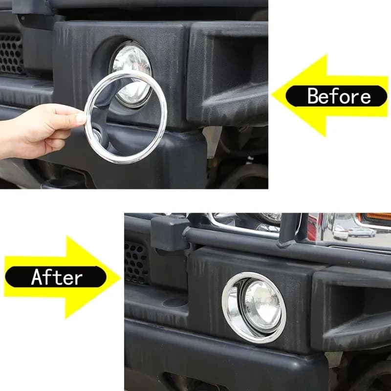 1 Pair ABS Bright Silver Car Front Fog Lamp Light Molding Rings Trim Cover for Hummer H2 2003-2009 Car Accessories