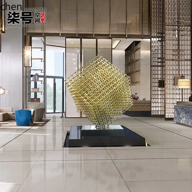 TQH6.24 floor-to-ceiling sculpture office building metal decoration creative stainless steel ornament