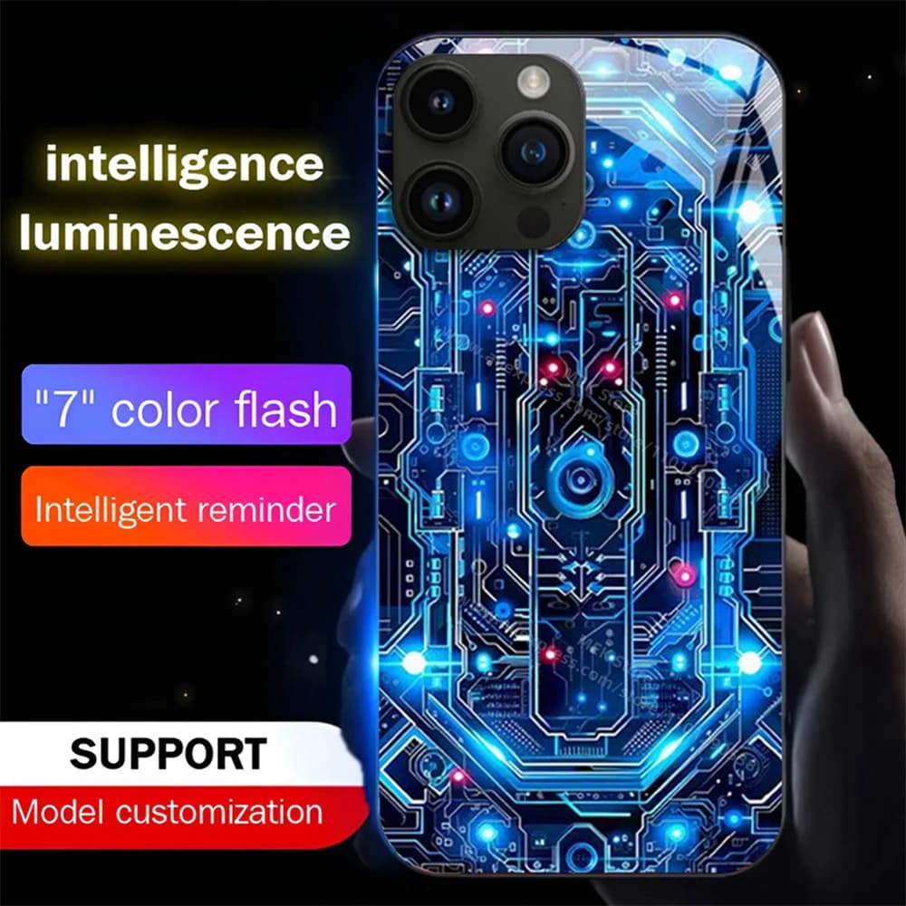 2026 Chip Device Pattern Sound Control LED Flash Case Luminous Cover For Samsung S26 S25 S24 S23 S22 S21 S20 FE Plus Ultra