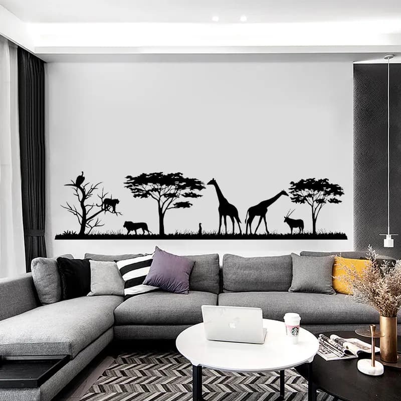 African Safari Wall Decal Jungle Vinyl Stickers Decals Home Decor Animal  Wall Vinyl Decal  Nursery Decor Room Decoration 3117