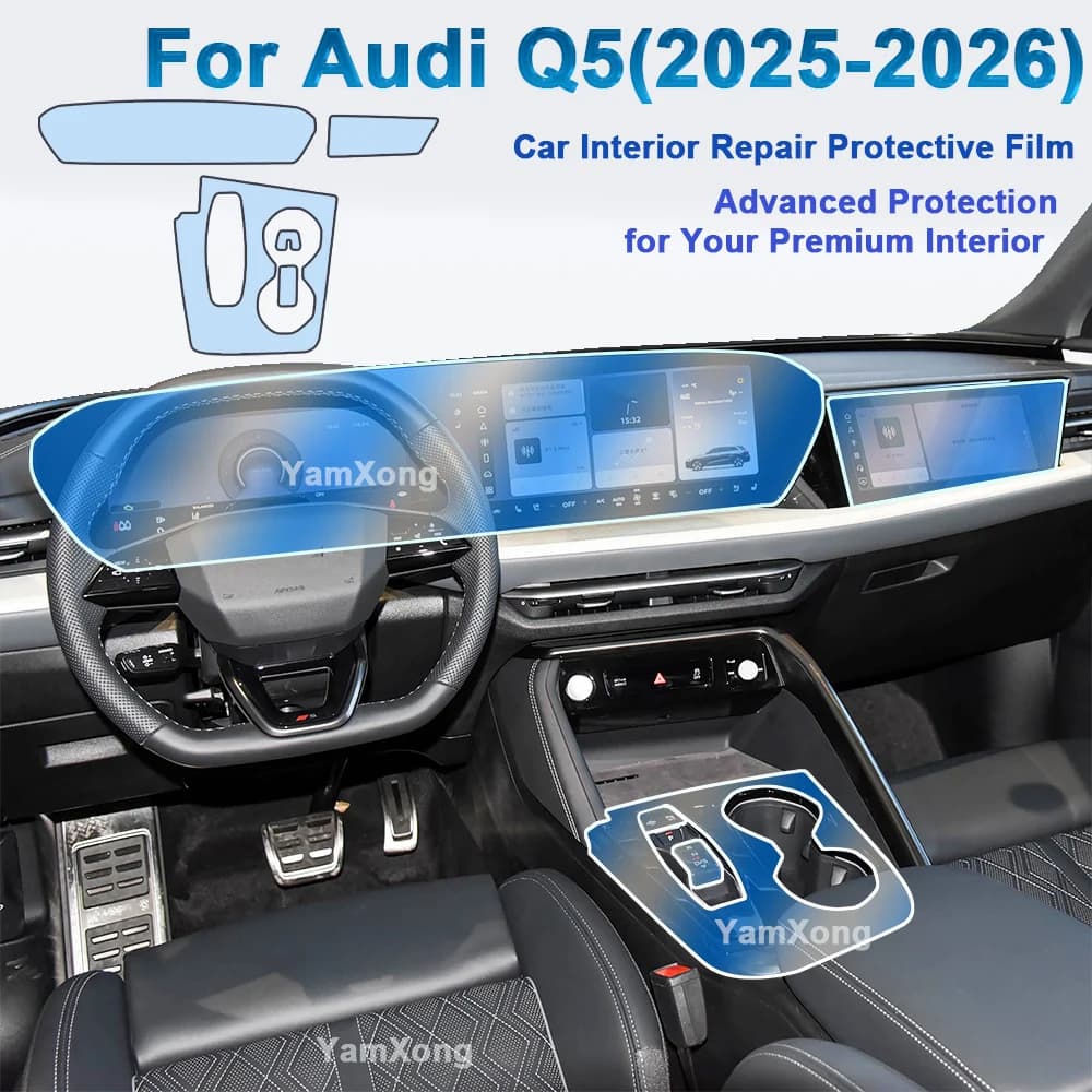 For Audi Q5 (2025-2026) Car Interior Protective Film Dashboard Center Console Cover Anti Scratch Shield Skin Sticker
