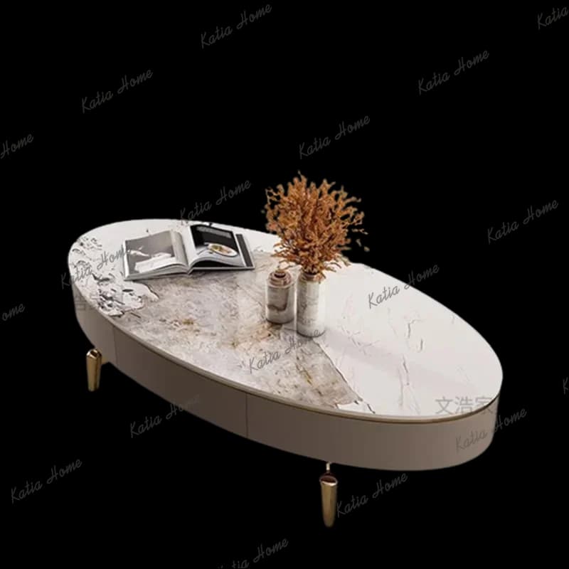 Factory Direct Space Saving Coffee Table White Small Design Luxury Oval Coffee Table Minimalist Mesas De Centro Para Sala Home F