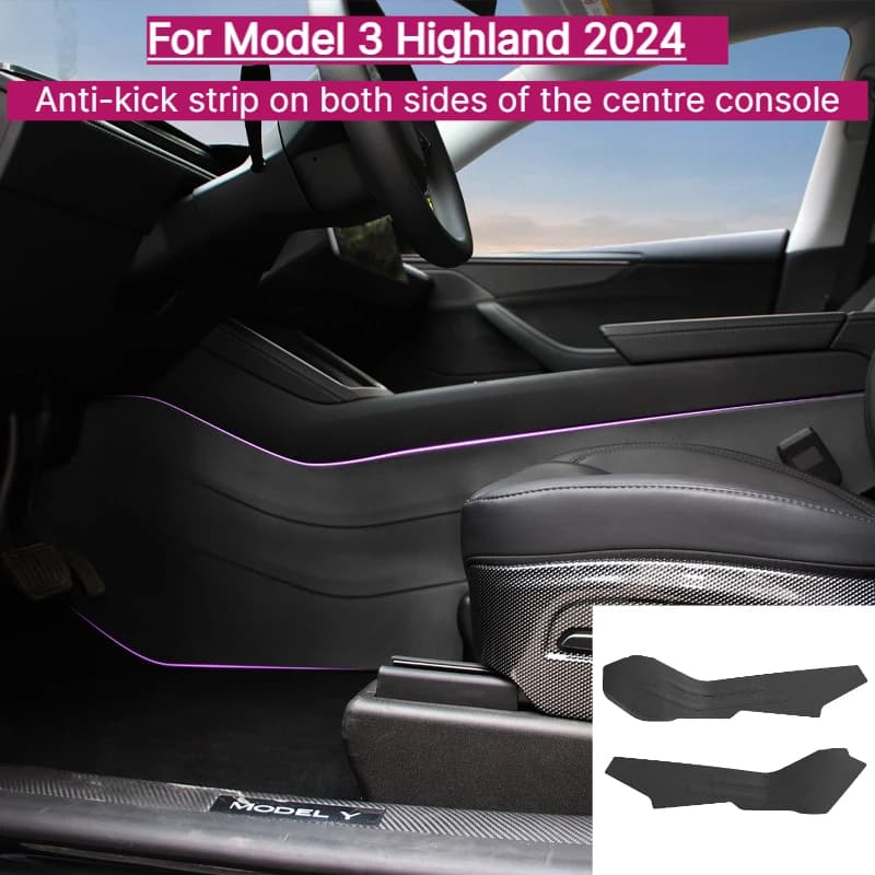 TPE Central Console Side Anti‑Kick Protector Pad Waterproof Anti‑Dirty Cover For Tesla Model 3 Highland 2024 Auto Interior Parts