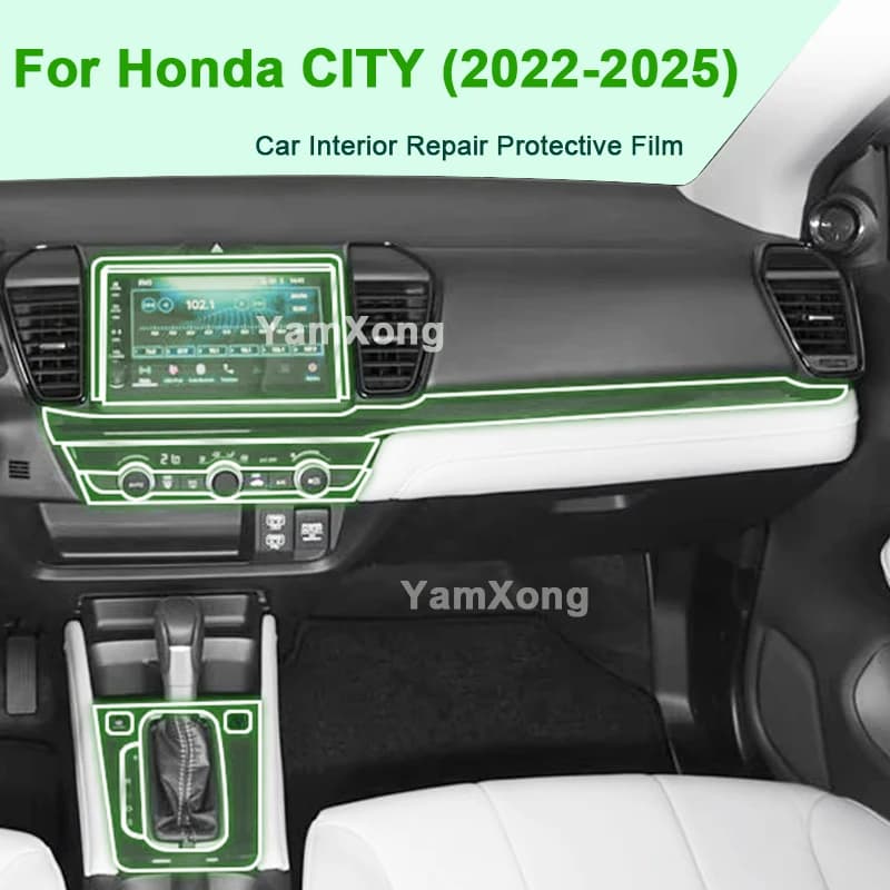 For Honda CITY 2022-2025 TPU Car Interior Protective Film Dashboard Center Control Screen Anti Fingerprint Protective Cover Trim