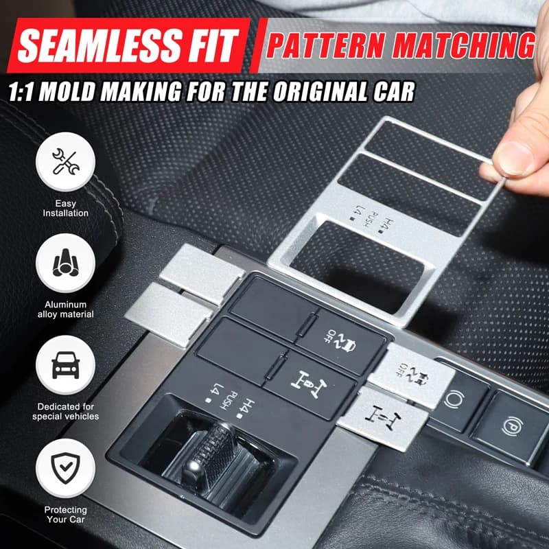 For Toyota Land Cruiser Prado 250 LC250 2024-25 Car Center Console 4WD Mode Button Trim Cover Stickers Interior Car Accessories