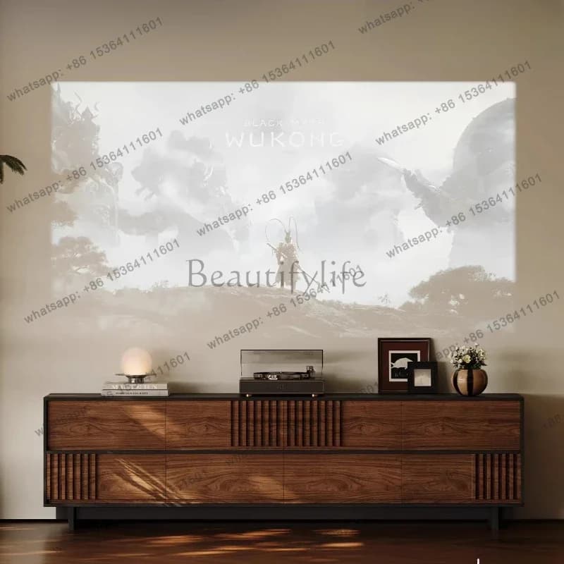 yj57 American retro TV cabinet living room home antique black walnut leather TV cabinet